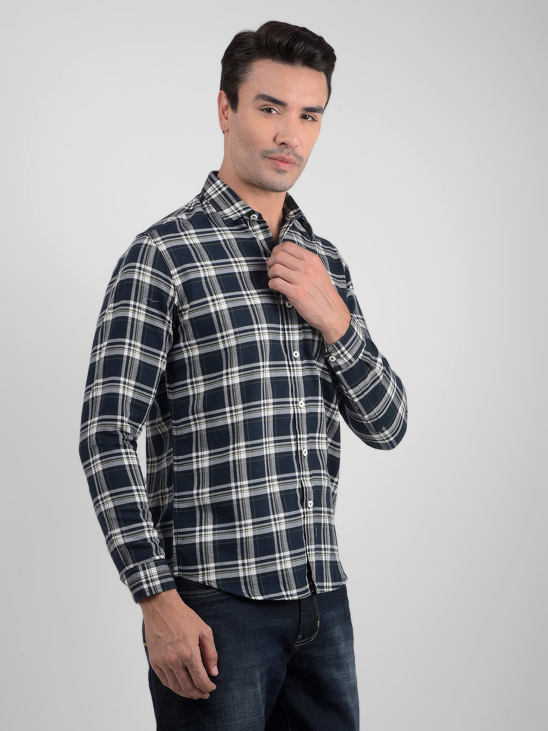 Numero Uno Men Checkered Blue Shirt
